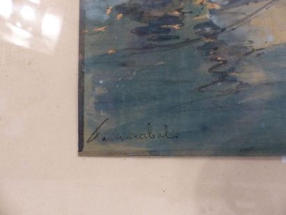 Barques aquarelle
Ecole française du XXème...