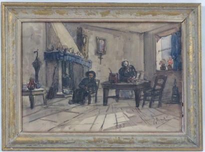 Intérieur campagnard. 
Ecole du XXème siècle,...