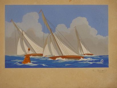 RENAUD. Voiliers
Ecole du XXème siècle, Voiliers,...