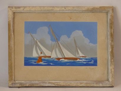 RENAUD. Voiliers
Ecole du XXème siècle, Voiliers,...