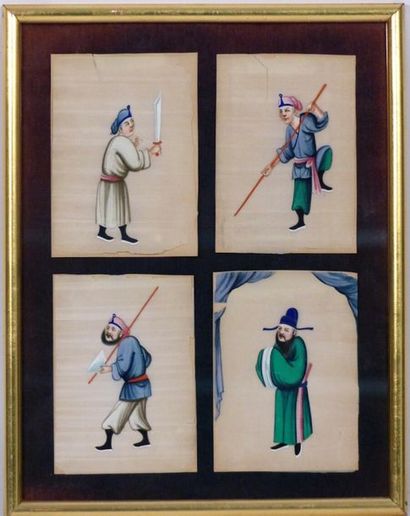Personnages. Gouache sur papier de riz.
Chine....