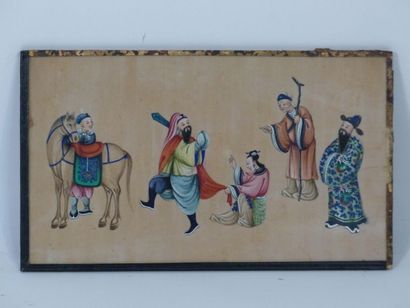 5 personnages. Gouache sur papier de riz.
Chine....