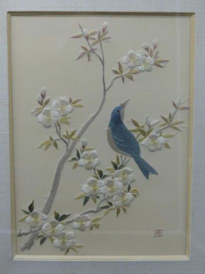 Soie brodée
CHINE. Paire de Volatile branchés...