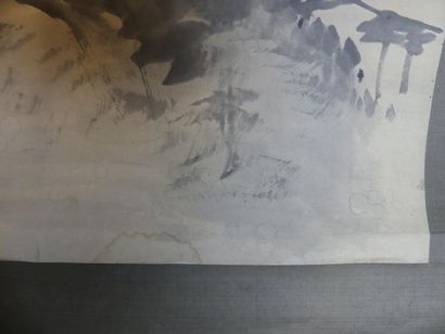 Peinture figurant un paysage montée sur rouleau...