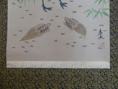 Peinture figurant des grues
JAPON Kakemono...