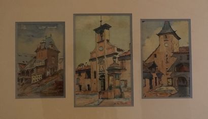 Jean-Louis FAURE(1931-).Suite de quatre aquarelles...