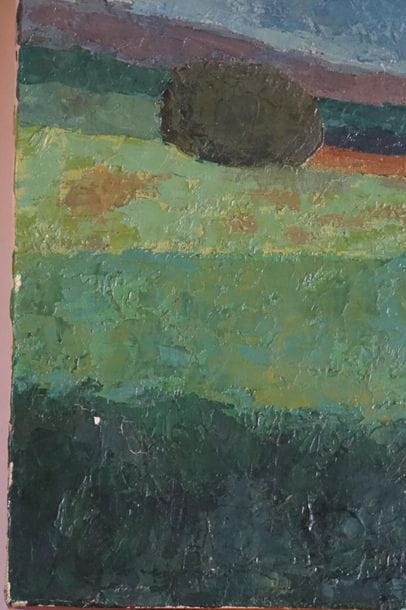 Pierre ROUX ) Le Bellay en Vexin. huile sur...
