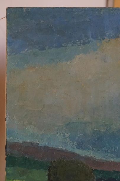 Pierre ROUX ) Le Bellay en Vexin. huile sur...