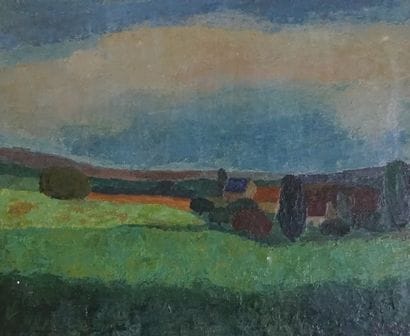 Pierre ROUX ) Le Bellay en Vexin. huile sur...
