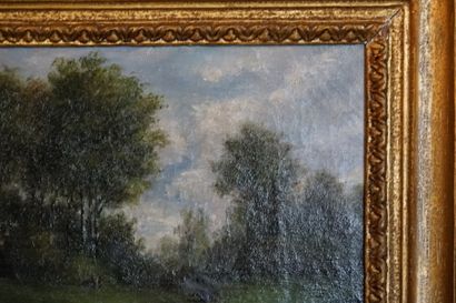 19th century school, Cow Landscape, oil on...