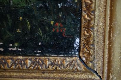 19th century school, Cow Landscape, oil on...