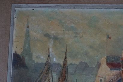 J BALOUT Honfleur oil on canvas Signed lower...