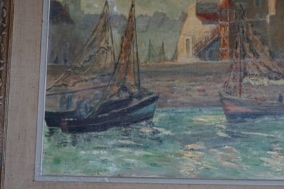 J BALOUT Honfleur oil on canvas Signed lower...