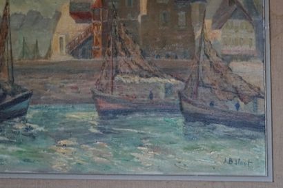 J BALOUT Honfleur oil on canvas Signed lower...