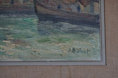 J BALOUT Honfleur oil on canvas Signed lower...
