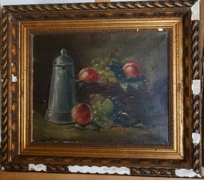Nature morte aux raisins Huile sur toile
French...