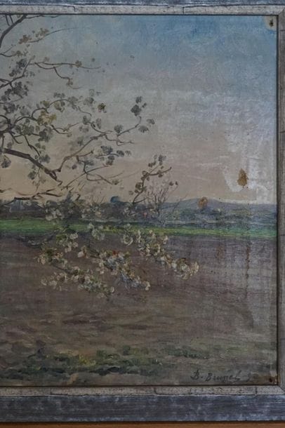 Bernard BRUNEL (XIX-XXth). landscape, oil...