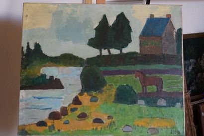 Simon SEGAL (1898-1969) Horse by a river....