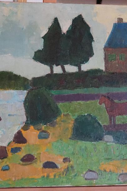 Simon SEGAL (1898-1969) Horse by a river....