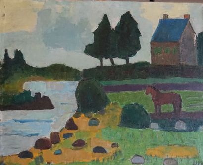 Simon SEGAL (1898-1969) Horse by a river....