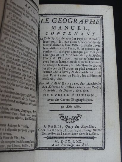 Abbé EXPILLY, Le Géographe Manuel, 1770.
Abbé...