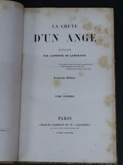 LAMARTINE. La chute d'un ange. 1838..
LAMARTINE....