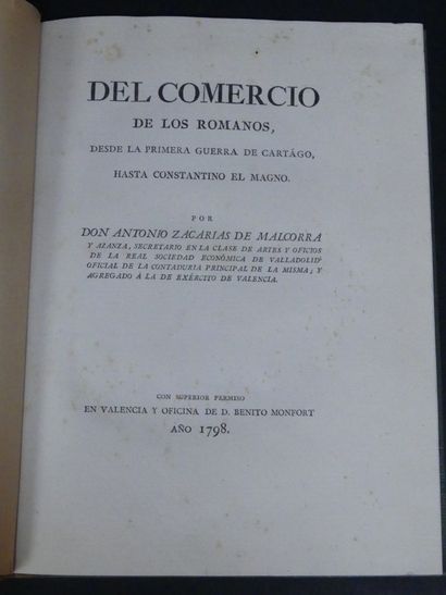 Antonio Zacarias de MALCORRA , Del Commercio...