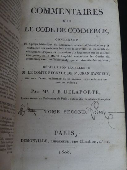 CODE DE COMMERCE, 1808.
COMMENTAIRES sur...