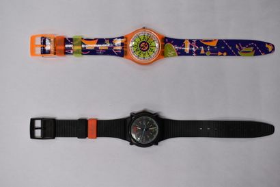 SWATCH. Réunion de deux montres. Montres...
