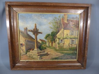 Vue de village
Ecole française du XXème siècle,...