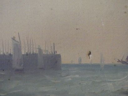 MARINE
Ecole du XXème siècle, Marine, huile...