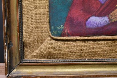 Edgar ARANDIA, Portrait, pastel sur toile....