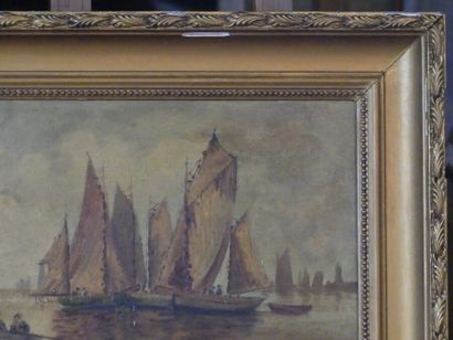 MARINE
Ecole du XIXème siècle, Marine, huile...