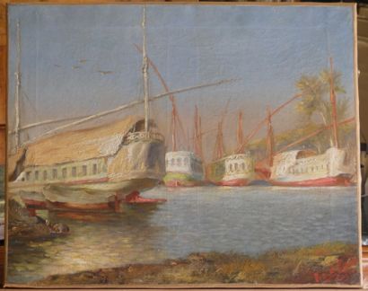Bateaux aux caraîbes
Ecole du XXème siècle,...