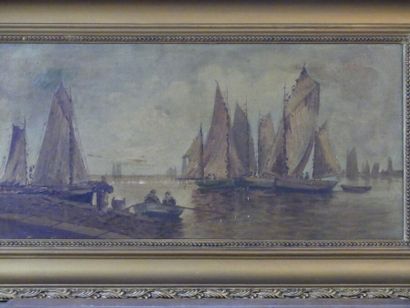 MARINE
Ecole du XIXème siècle, Marine, huile...