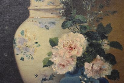 P. GUDIN, Bouquet de fleurs à la potiche,...
