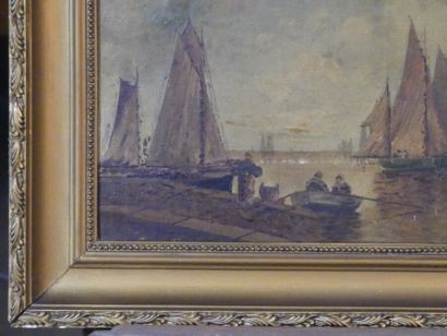 MARINE
Ecole du XIXème siècle, Marine, huile...