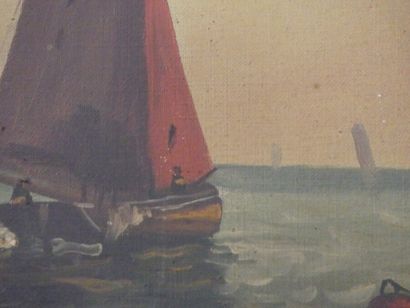 MARINE
Ecole du XXème siècle, Marine, huile...