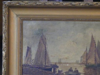 MARINE
Ecole du XIXème siècle, Marine, huile...