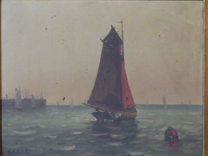 MARINE
Ecole du XXème siècle, Marine, huile...