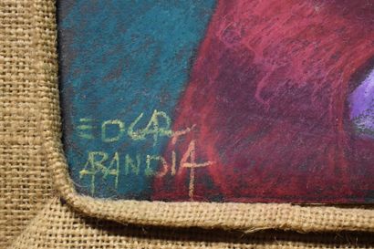 Edgar ARANDIA, Portrait, pastel sur toile....