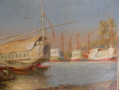Bateaux aux caraîbes
Ecole du XXème siècle,...