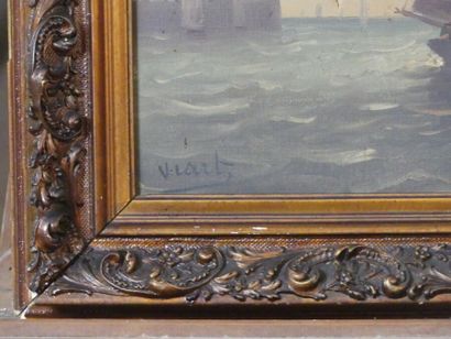 MARINE
Ecole du XXème siècle, Marine, huile...