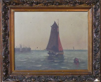 MARINE
Ecole du XXème siècle, Marine, huile...