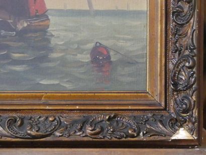 MARINE
Ecole du XXème siècle, Marine, huile...
