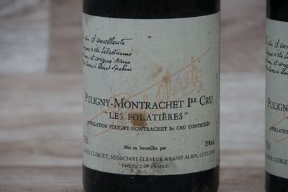 2 bouteilles de Puligny 1er cur Les Folatières...