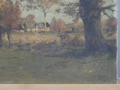 Paul LECONTE (1842-1920), Vue sur ferme,...