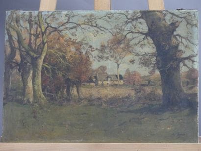 Paul LECONTE (1842-1920), Vue sur ferme,...