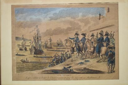 Suite de quatre gravures aquarellées. XVIIIème...