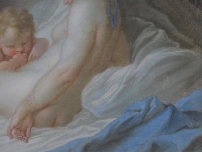 Venus et Cupidon, pastel sur papier fixé...